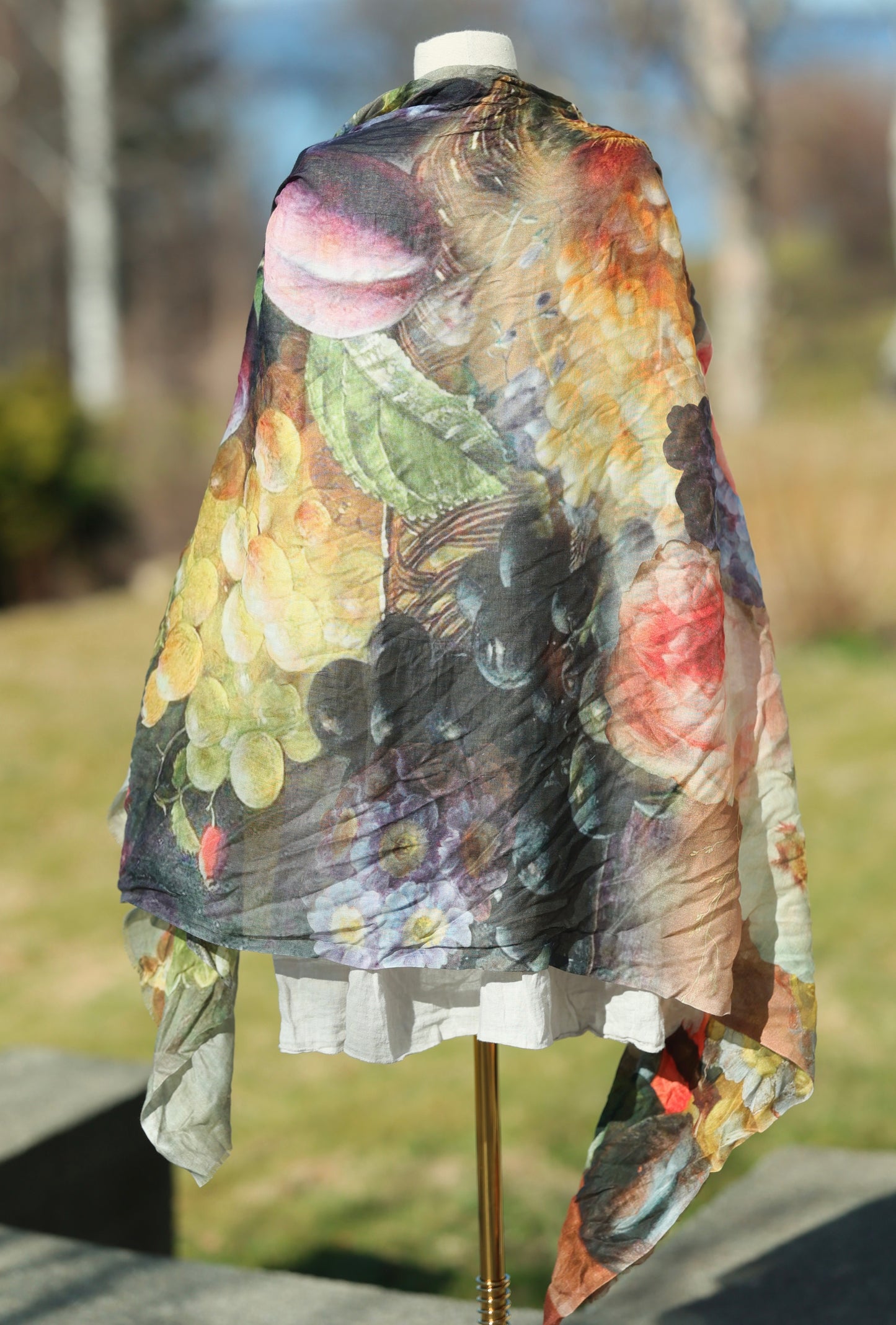 Cashmere Printed Scarf - Fruit&Flowers