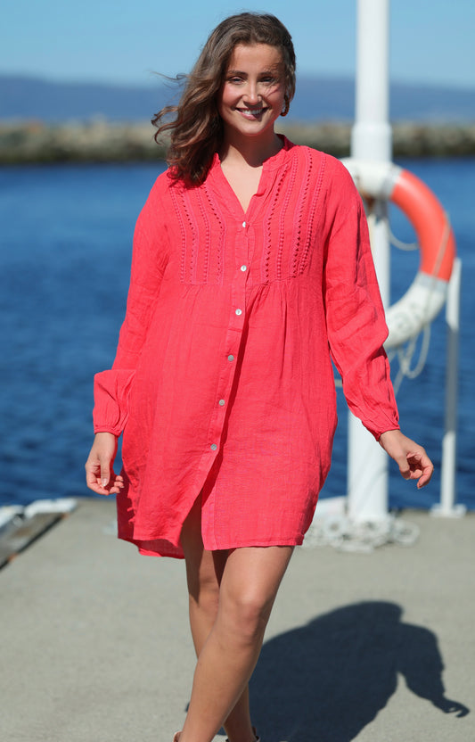 Penny Linen Tunic - Coral