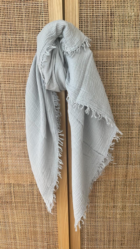 Wrinkled Cotton Scarf - Grey