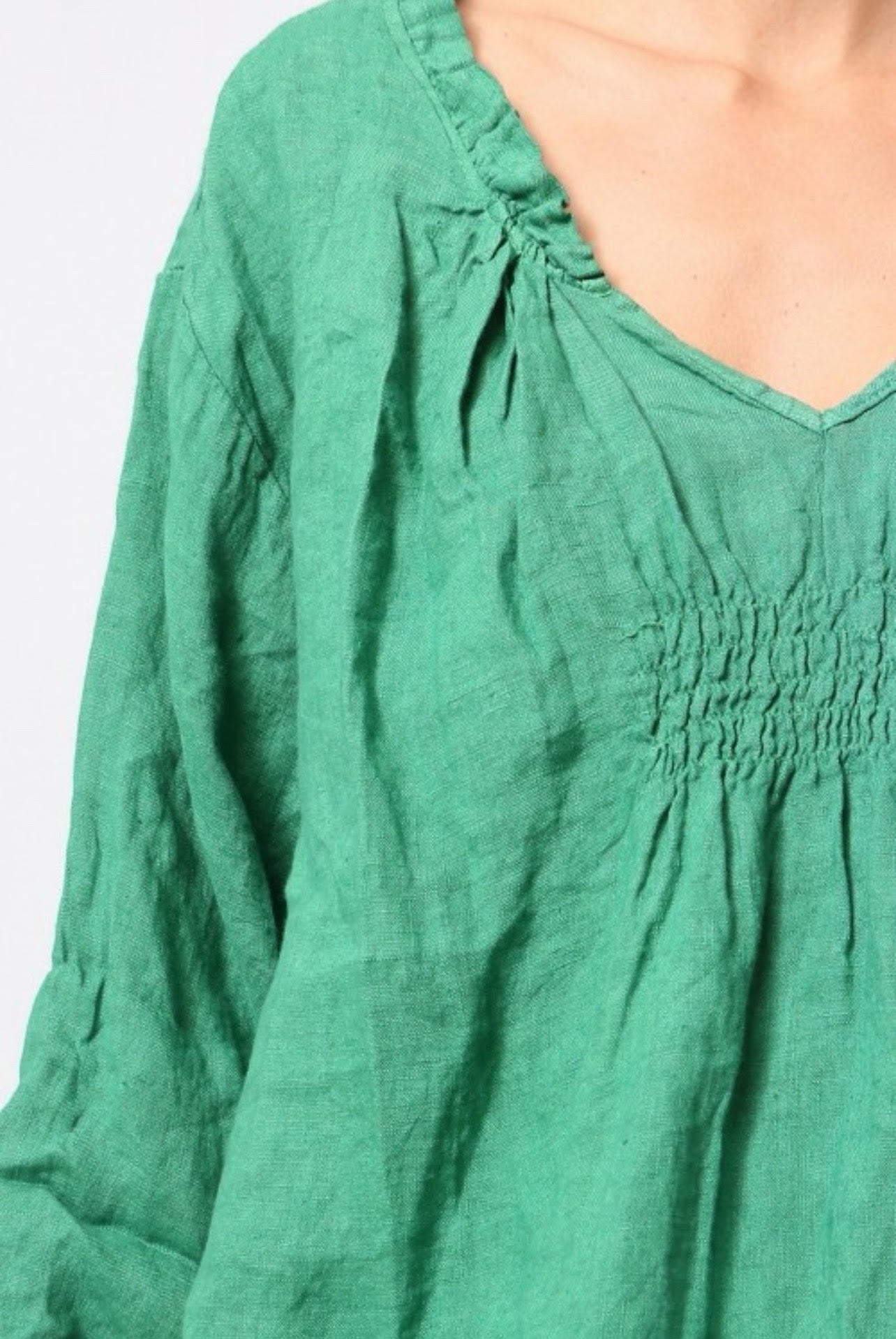 Linnea Linen Dress - Emerald Green