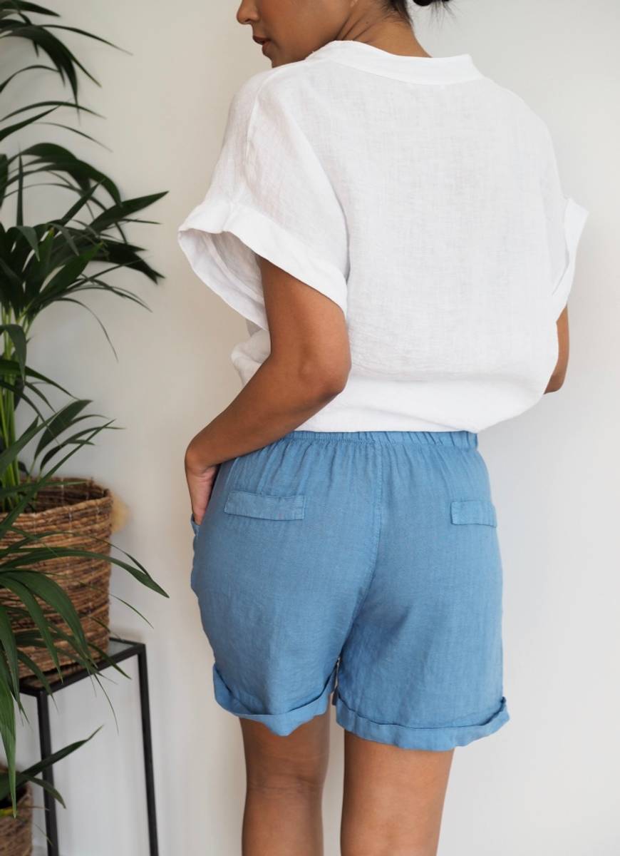 Lotta Linen Shorts - Denim Blue